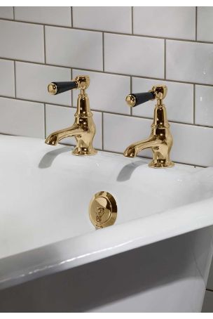 Linton Black Lever 3/4 BSP Bath Pillar Taps