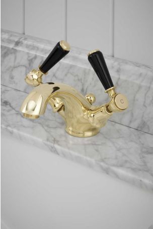 Linton Black Lever Monobloc Basin Mixer Gold