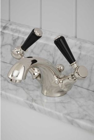 Linton Black Lever Monobloc Basin Mixer Nickel