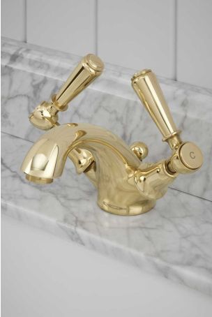 Linton Metal Lever Monobloc Basin Mixer Polished Brass