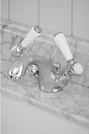 Linton White Lever Monobloc Basin Mixer Chrome