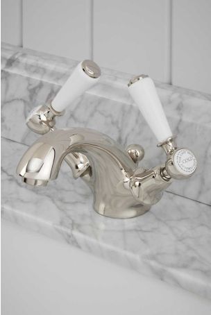 Linton White Lever Monobloc Basin Mixer Nickel