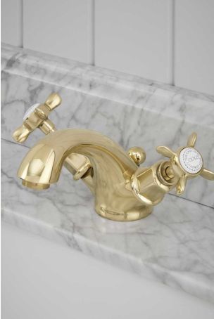 Aysgarth X Top Monobloc Basin Mixer Polished Brass