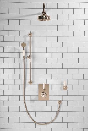 Calder Concealed Shower Valve Kit With Diverter And 6" Rose White Lever Polished Nickel