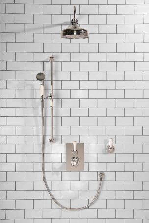 Calder Concealed Shower Valve Kit 8" or 6" Rose With Diverter White Lever