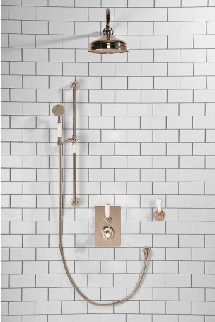 Calder Concealed Shower Valve Kit 8" Rose With Diverter White Lever Polished Nickel