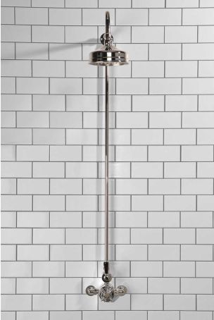 Calder Exposed Shower Valve, Rigid Riser and 6" Rose Chrome Plated Black Lever