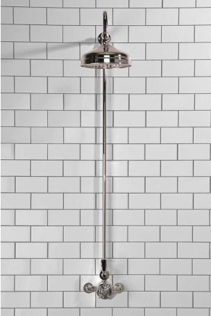 Calder Exposed Shower Valve, Rigid Riser and 8" or 6" Rose Black Lever