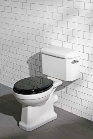 The Cast Iron Bath Company Tamar Close Coupled Black Lever Toilet - Side View