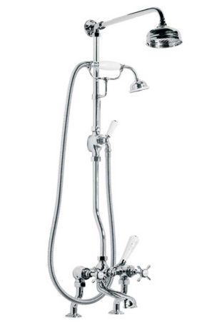 Lefroy Brooks Classic Bath Shower Mixer With Riser Kit, Lever Diverter, Hand Shower And 5" Shower LB1700