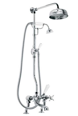 Lefroy Brooks Classic Bath Shower Mixer With Riser Kit, Lever Diverter, Hand Shower And 8" Shower LB1701