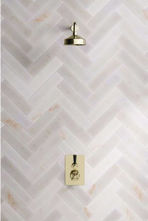 Calder Concealed Shower Valve, 500mm Shower Arm and 6" Rose Gold Black Lever
