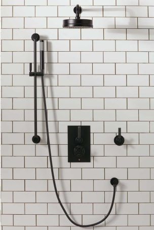 Elbe - Concealed Shower Set + Diverter - Metal Lever/Metal Lever - 8" Rose - Matt Black