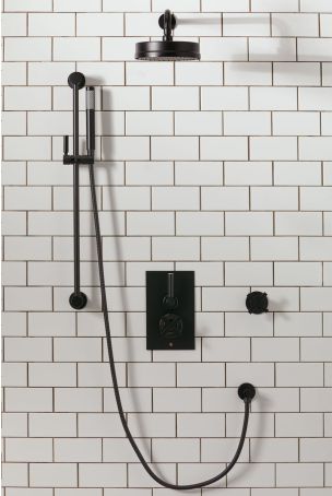 Elbe - Concealed Shower Set + Diverter - Metal Lever/X-Top - 8" Rose - Matt Black