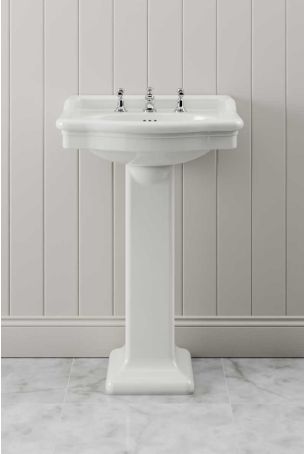 The Cast Iron Bath Company Esk Medium Basin and Pedestal with 3 Tap Holes