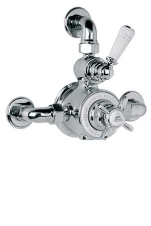 Lefroy Brooks Godolphin Exposed Dual Control Thermostatic Valve With Top Return Bend to Wall For Concealed Shower Outlet GD8725