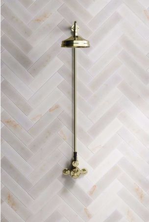 Calder Exposed Shower Valve, Rigid Riser and 8" Rose Gold Black Lever