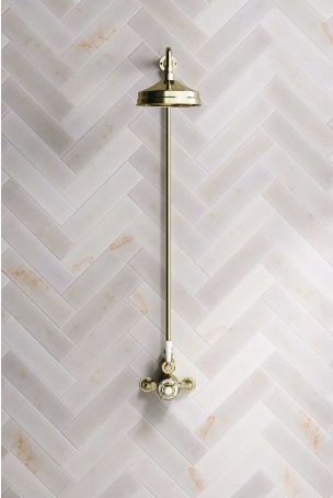 Calder Exposed Shower Valve, Rigid Riser and 8" Rose Gold White Lever