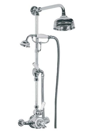 Lefroy Brooks Godolphin Exposed Thermostatic Valve With Riser, Handset, 5" Rose, Lever Diverter & Adjustable Riser Pipe Bracket GD8703