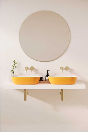 Felix Stone Countertop Basins with Vasco Double Shelf - Daffodil Yellow