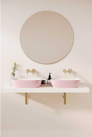 Felix Stone Countertop Basins with Vasco Double Shelf - Ice Hot Pink