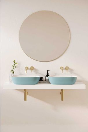 Felix Stone Countertop Basins with Vasco Double Shelf - Morning Blue