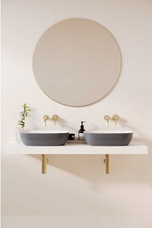 Felix Stone Countertop Basins with Vasco Double Shelf - Slate Grey