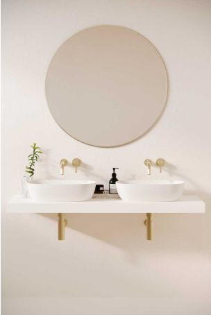 Felix Stone Countertop Basins with Vasco Double Shelf - White