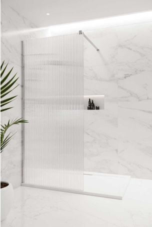Foss Reeded Walk In Shower Enclosure - Chrome
