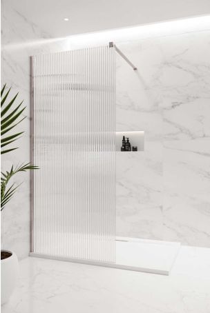 Foss Reeded Walk-in Shower Enclosure - Polished Nickel