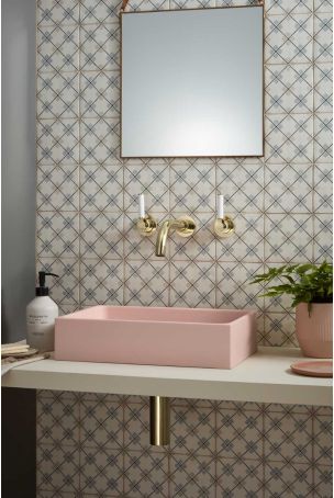 Josef Rectangular Concrete Basin - Freestanding - Blush Pink