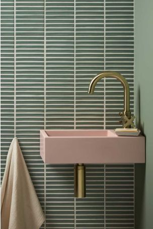 Marcel Rectangular Concrete Basin 1TH - Freestanding - Blush Pink