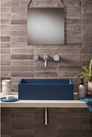 Walter Rectangular Concrete Basin - Freestanding - Midnight Blue