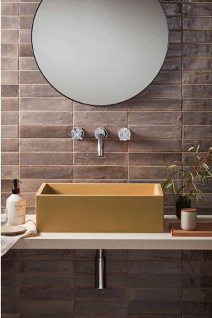 Walter Rectangular Concrete Basin - Freestanding - Ochre Yellow