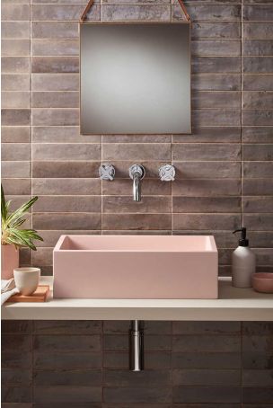 Walter Rectangular Concrete Basin - Freestanding - Blush Pink