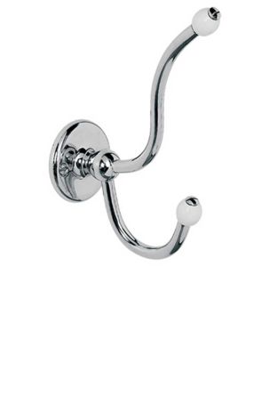 Lefroy Brooks Classic Double Robe Hook With Ceramic Acorn LB4511