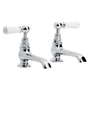 Lefroy Brooks Classic White Lever Basin Pillar Taps With Long Nose (Pair) WL8030