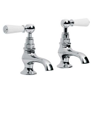 Lefroy Brooks Classic White Lever Basin Pillar Taps (Pair) WL8022