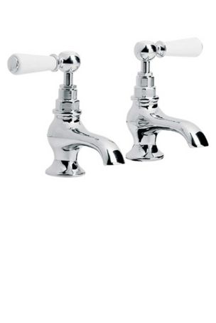 Lefroy Brooks Classic White Lever Bath Pillar Taps (Pair) 3/4" WL8054