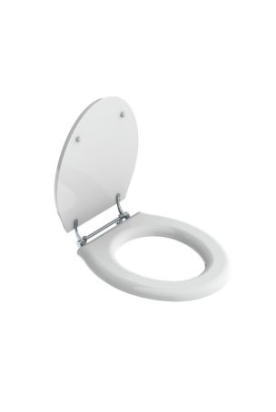 Lefroy Brooks Lissa Doon Gloss White Lavatory Seat With Bar Hinge LB7541 - Chrome