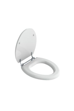 Lefroy Brooks La Chapelle Gloss White Lavatory Seat With Bar Hinge LB7741 - Chrome