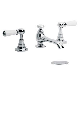 Lefroy Brooks Classic Connaught Three Hole Basin Mixer With Handwheels And Pop-Up Waste WL1224