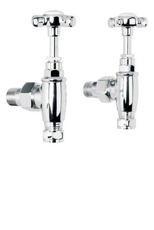 Lefroy Brooks Classic Cross Handle Radiator Stopcocks With Connectors & 150mm Downpipes (Pair) LB1150