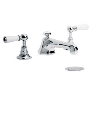 Lefroy Brooks Classic Mackintosh White Lever Three Hole Basin Mixer With Pop-Up Waste WL1228