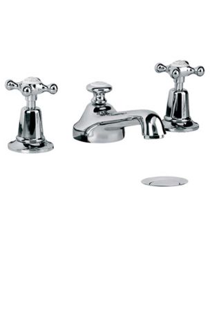 Lefroy Brooks Classic Three Hole Basin Mixer With Connaught Handwheels And Pop-Up Waste CH1220