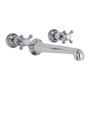 Lefroy Brooks Classic Wall Mounted Three Hole Basin Mixer With Connaught Handwheels CH1212