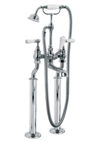 Lefroy Brooks Classic White Lever Bath Shower Mixer (3/4") With Standpipes (Not Suitable For Solid Floors) WL1144