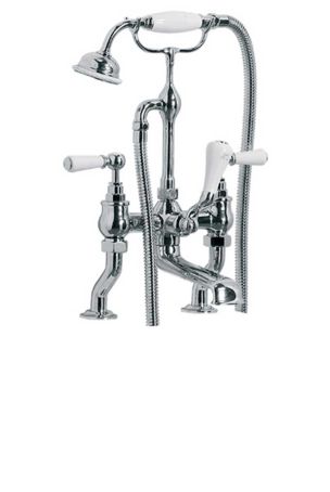 Lefroy Brooks Classic White Lever Deck Mounted Bath Shower Mixer (3/4") WL1100