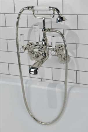 Linton Bath Shower Mixer Wall Mounted White Lever 3/4BSP