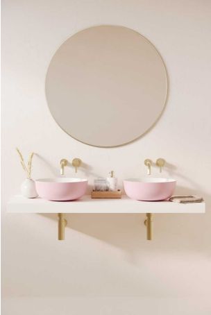 Otto Stone Countertop Basins with Vasco Double Shelf - Ice Hot Pink